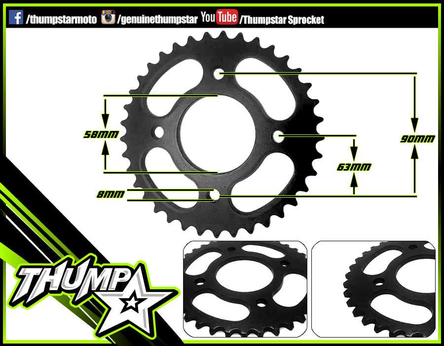 7524 | Rear Sprocket 420 x 37T | Fits CRF50, 70cc, 88cc