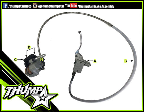 3041 | Front Brake Double Piston Assembly 6/51 (Long Hose) | TSX125 TSX140 V5